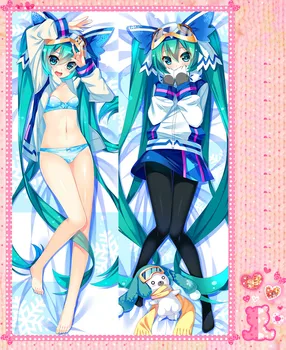 

Anime Cartoon hatsune miku Double Bolster Hugging Pillow Case Cover Pillowcase Peach Skin 2 Way / WT No.512017