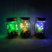 7x14 см водонепроницаемый Солнечный Стол Огни висячая солнечная крышка банки огни 10 светодиодных гирлянд сказочные огни газон декор для Патио Сад