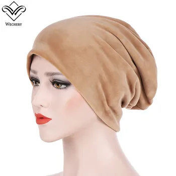 

Wechery Fur Winter turban Hijab Caps for Muslim Islamic Women Fashion Velvet Hat Dubai Saudi Middle East Caps Female