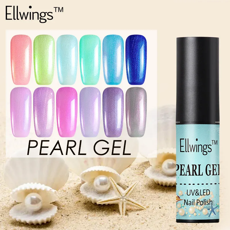 

Ellwings 12 Pure Colors Glitter Pearl Color Gel Varnish Uv Gel Nail Polish Soak Off Seashell DIY Manicure Artist Gel Lacquer