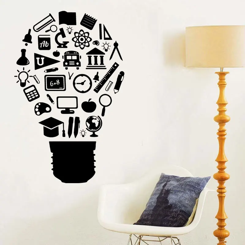 Knowledge Bulb Books Learning Education wall sticker