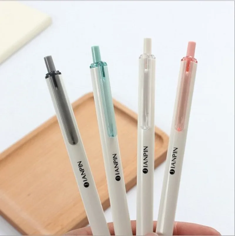 

4pcs/pack Gel Pens Natural Colorful Muji Style Pen 0.5mm Ball Point Black Gel Ink for School Office Supplies