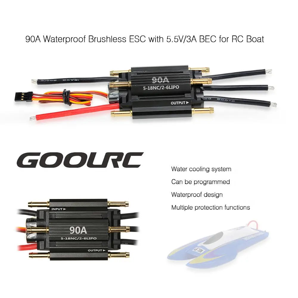 

RC Toys Parst 90A Brushless ESC and 3660 4300KV Motor with 36-S Water Cooling Jacket Combo for 800-1000mm RC Boat