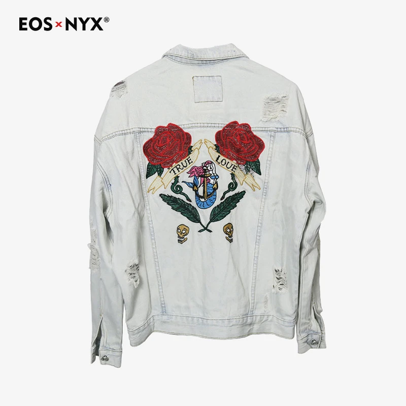 rose embroidered denim jacket mens