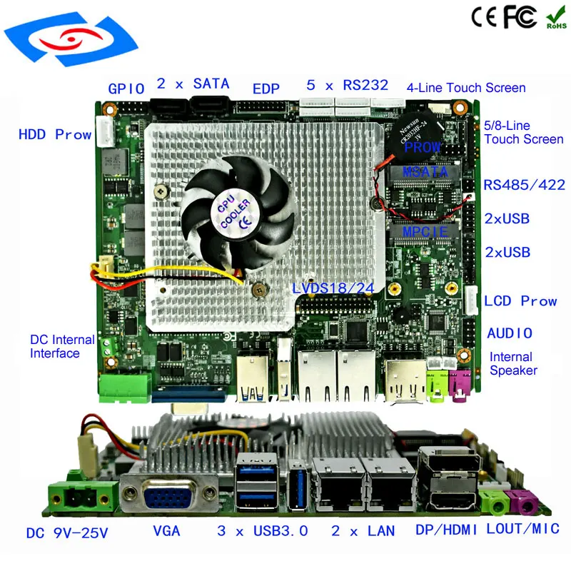 Intel чипсет материнская плата с MSATA3.0 24 бит LVDS BIOS WATCHDOG Funtion Промышленная материнская плата поддержка SIM 3g 4G wifi