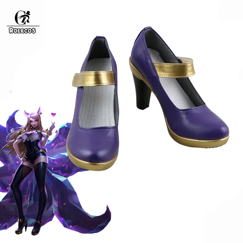 ROLECOS KDA AHRI Cosplay Shoes LOL K/DA Cosplay Game High-Heeled Shoes for Women LoL AHRI Purple Gloden 9CM High-Heeled Shoes ROLECOS KDA AHRI Cosplay Shoes LOL K/DA Cosplay Game High-Heeled Shoes for Women LoL AHRI Purple Gloden 9CM High-Heeled Shoes