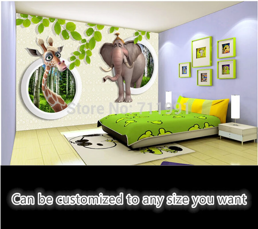 

Custom baby Wallcoverings,forest elephant and deer mural for living room KTV children's room background wall decorative paper
