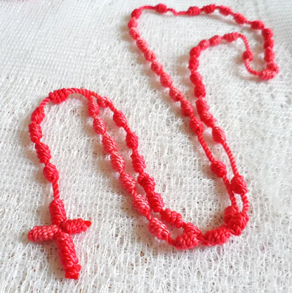 free shipping cord rosary/ knot rosary/ rope rosary necklacein Pendant