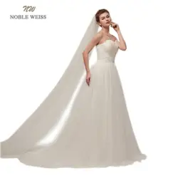 Благородный WEISS в наличии свадебное платье перья на плиссированные тюль цвета слоновой кости свадебное es длинные белые недорогое