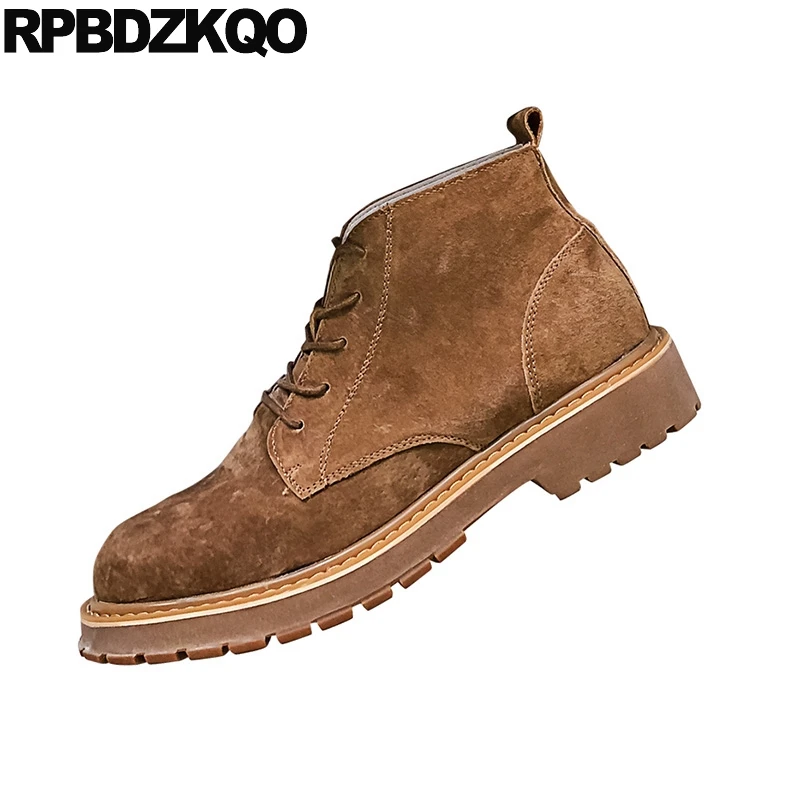 

lace up shoes suede faux fur mens winter boots warm booties brown black vintage 2018 flat korean designer army fall short lined