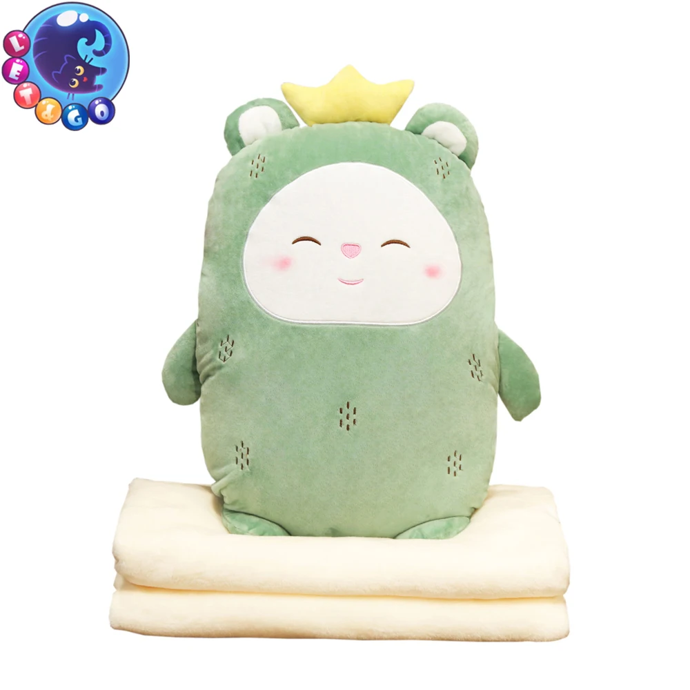 

3 in 1 Cute Cartoon Plush Food Fruit Stuffed Vegetable Toy Throw Pillow Blanket Set with Hand Warmer Design Home Decor, 45*35 cm