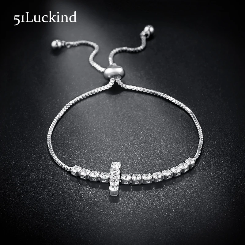

Luxury Crystal Bracelet Charms Cross Gold Silver Color Adjustable Tennis Braclet For Women Wedding Jewelry Cruz Accessories