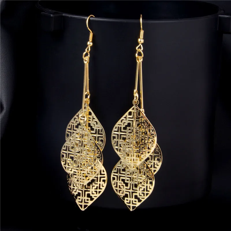 

QCOOLJLY Vintage Water-drop Style tribal earrings Tassel long earrings for women Bijoux Jewelry Brincos Pendientes Mujer 2019