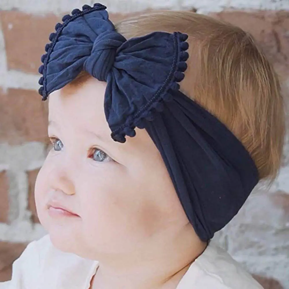 Toddler Girls Kids Baby Big Bow Hairband Headband Stretch Turban Knot Head Wrap