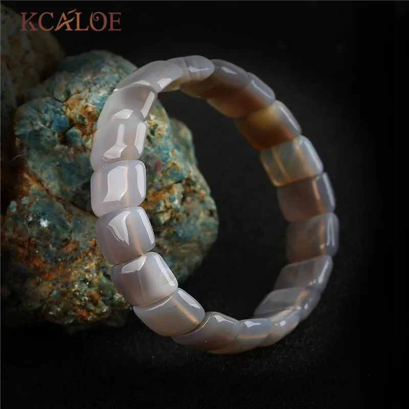 KCALOE Brand Trendy Pink Quartz Yoga Charms Bracelets & Bangles Square Natural Stone Stretch Chakra Beaded Bracelet For Women