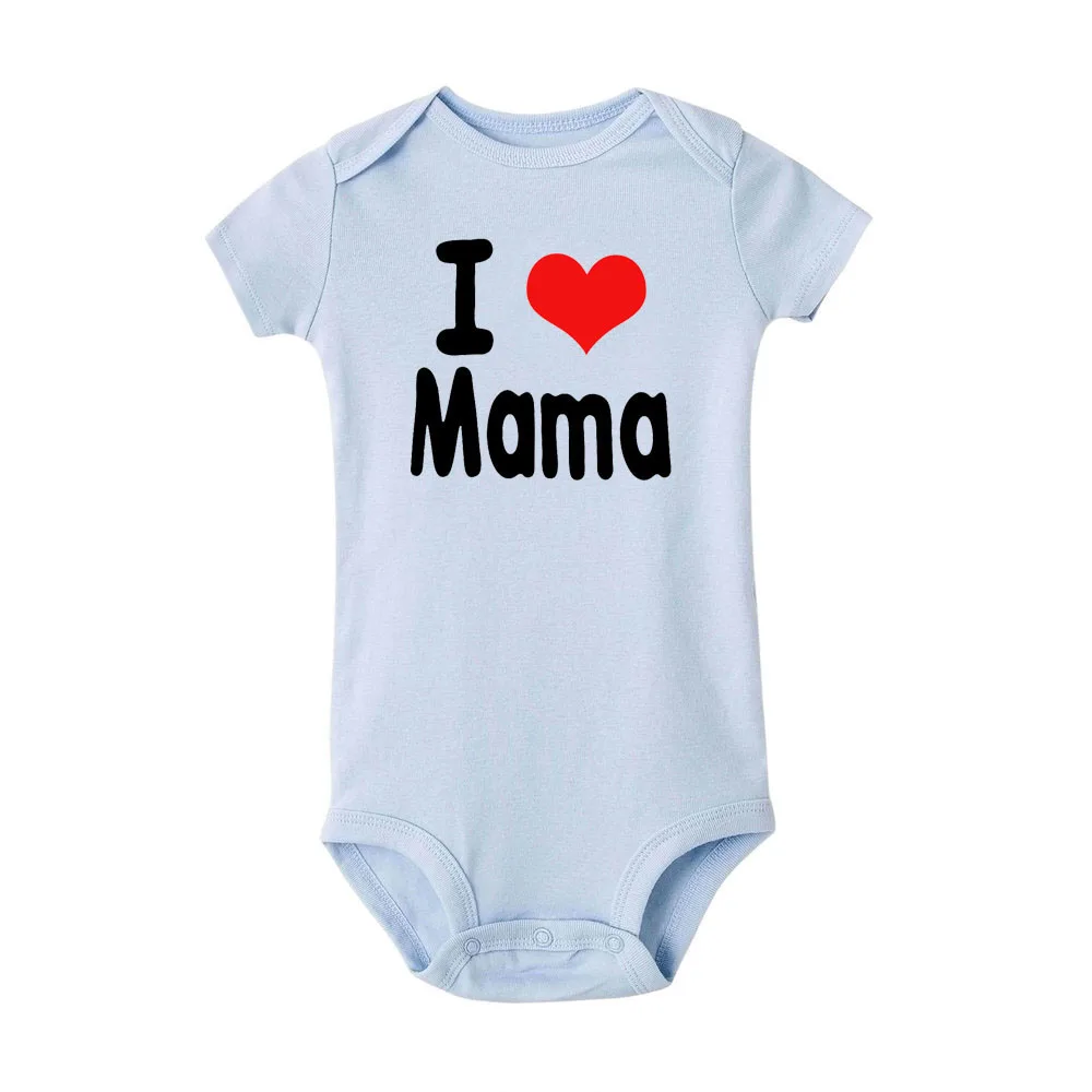 Cotton Long Sleeve I Love Mama Papa Newborn Baby Bodysuit 