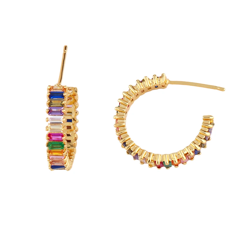 

Trendy Elegant Rainbow Multicolor Earring For Women Wedding Cubic Zircon Bridal Earring Bohemian