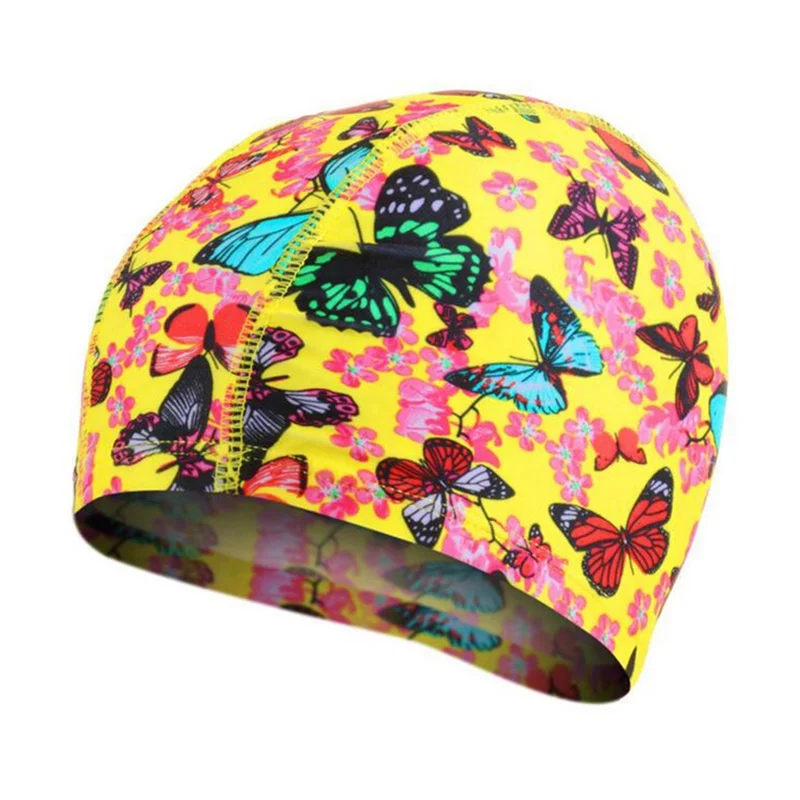 2017 Womens Girls Swimming Caps Waterproof Cloth Elastic Unisex Adult