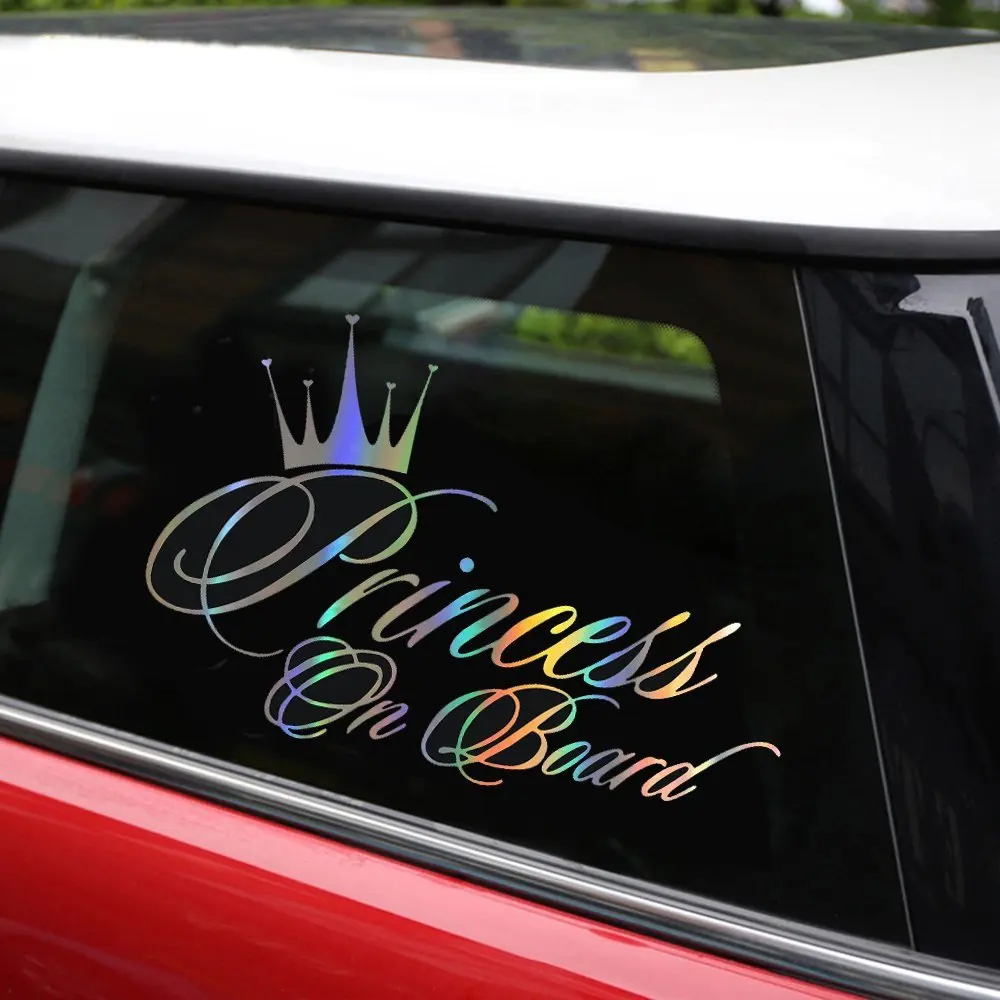 Автомобильная наклейка принцесса ребенок на борт 16,5*10,9 см веселая наклейка на авто Светоотражающая Лазерная виниловая Автомобильная Наклейка 3D автомобильный Стайлинг Черный Серебристый