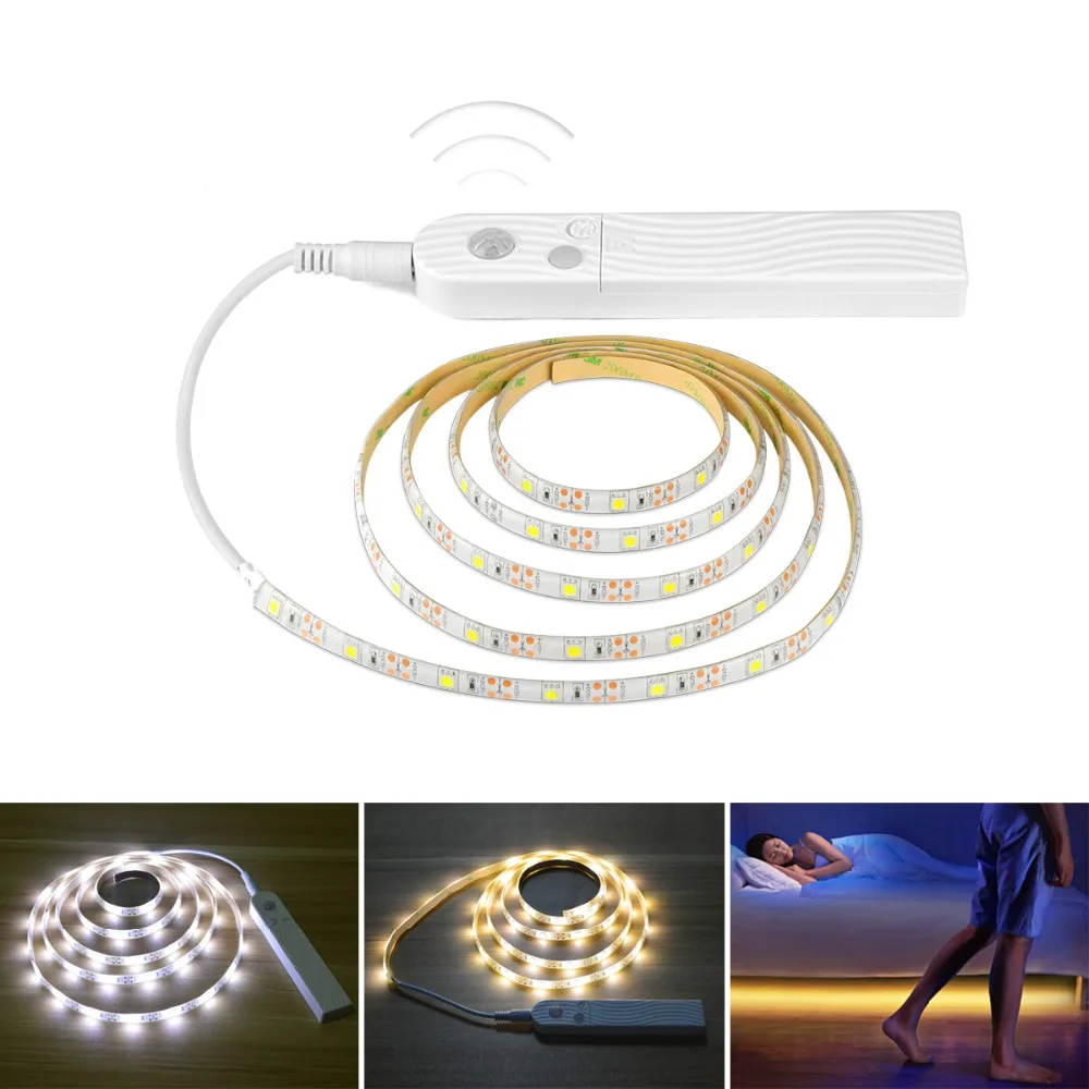 Waterproof Light PIR Motion Sensor LED Strip 5050 SMD DC 5V AAA