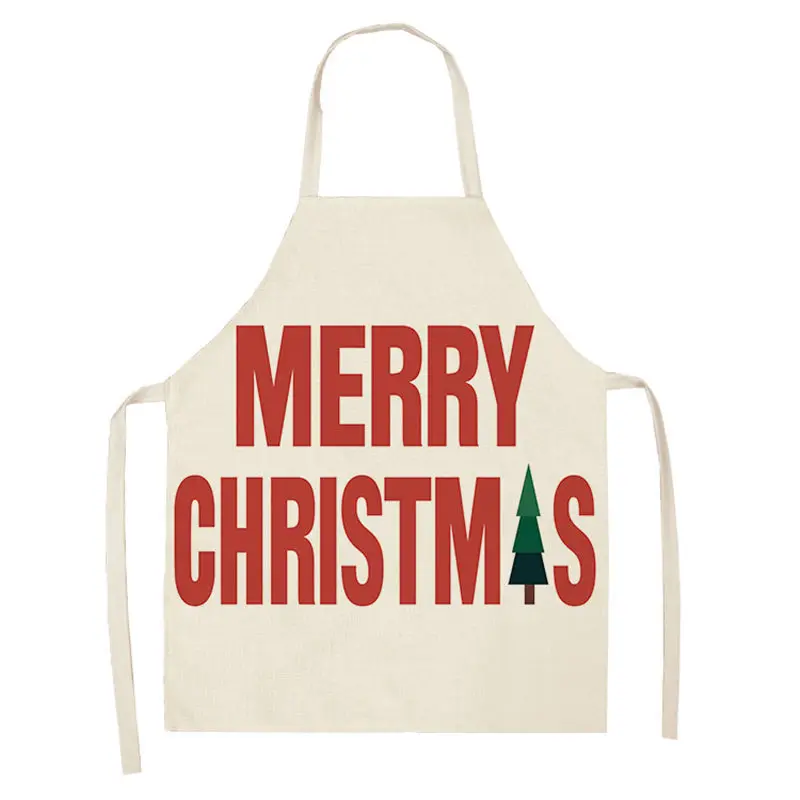 1Pcs Merry Christmas Apron for Woman Pinafore 53*65cm Cotton Linen Bibs Xmas Decor Pendant Kitchen Cooking Accessories MX0004 - Цвет: CM1005-1