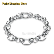 BT1214 22 см посеребренный звено цепной серебряный браслет Длина 19-22 см для женщин и мужчин рок подарок Евро-американский стиль браслет