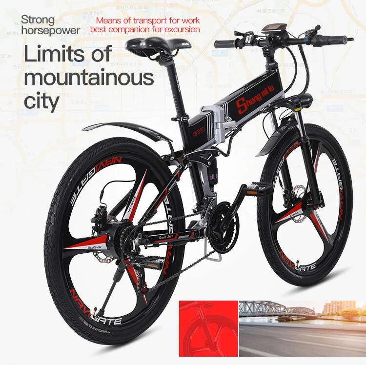 Cheap 26 inch klapp elektrische mountainbike 48 V variable geschwindigkeit smart  ebike Doppel batterie eingebaute lithium-batt bike 3