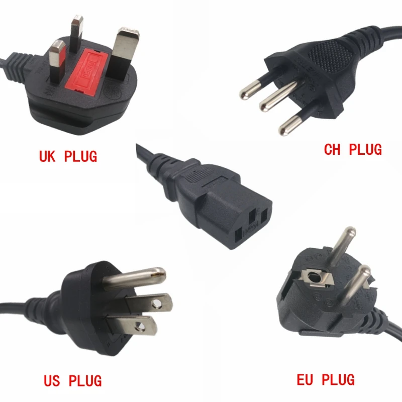 

1 piece best price Universal 3-pin Power cable 1.2m plug UK / EU / US / AU plug for desktop printers monitors