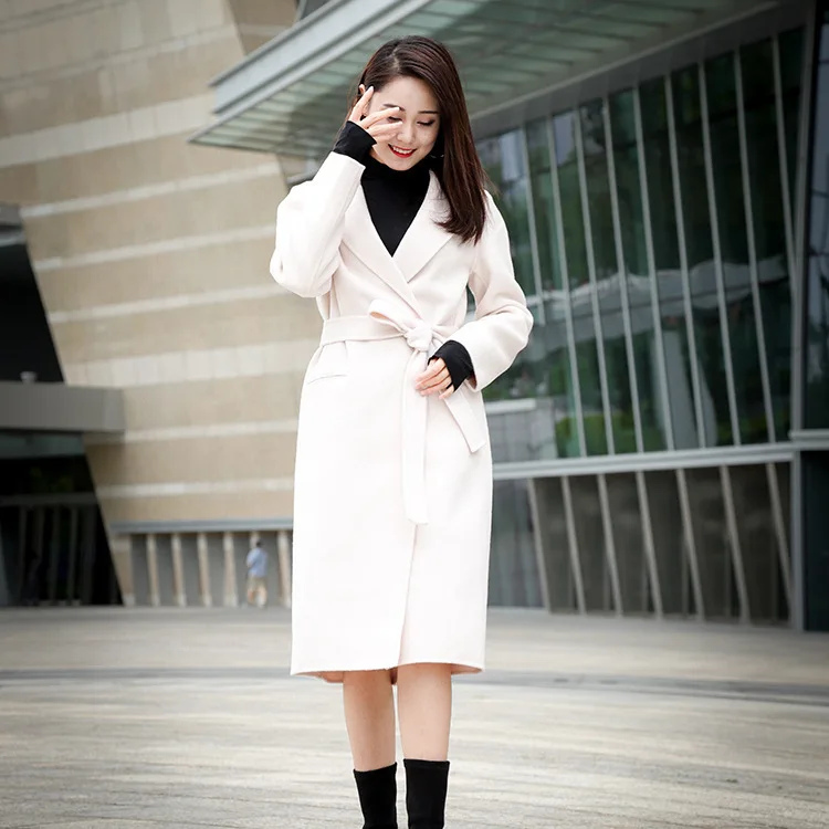 Femelle Occasionnel Manteaux cou Fh018ct019 Cachemire Long Femmes 2018 D'o Manteau Laine Saphir Nouveau Pardessus De Grand Hiver Automne Solide q3AL4j5R