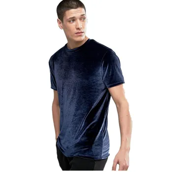 

Fashion T-shirt Hi-Street Solid Color Oversized Velour T shirt Men Hip Hop Longline TShirts Men Hip Hop Swag Velvet Tees Tops