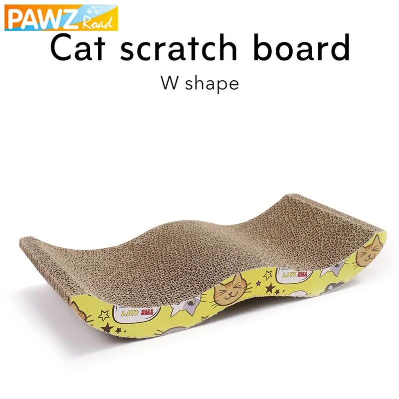 

PAWZRoad Cat Fun Toy Scratching Board Pad Kitten W Shape Interactive Toy For Cat Training Corrugated Paper Durable Catnip Lounge