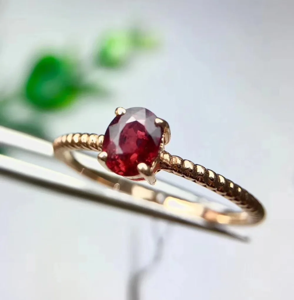Настоящее розовое золото 18 К кольцо из природного рубина натуральный и настоящий Рубин прекрасное розовое кольцо для вашей жены свадьбы