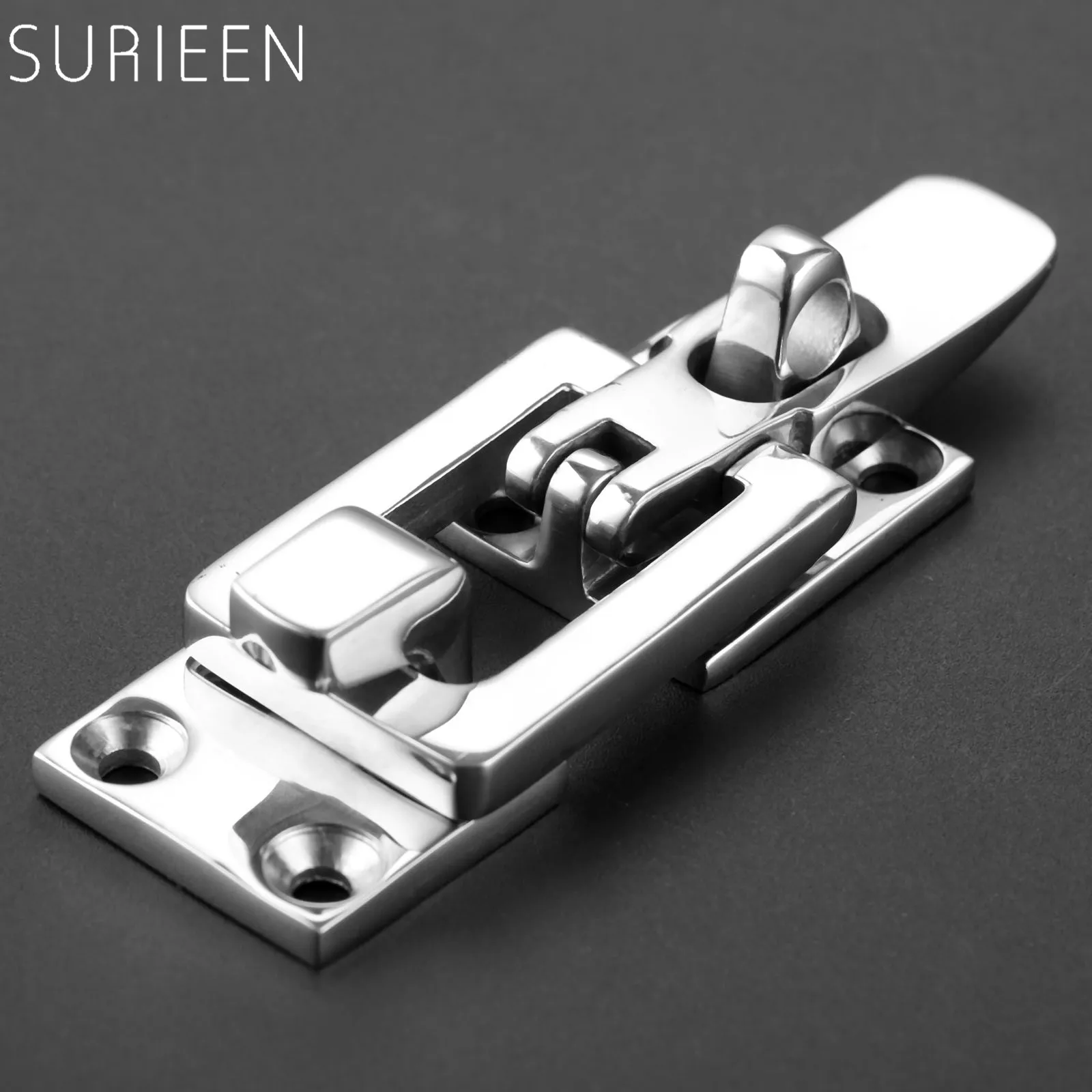 SURIEEN 1Pc Marine Boat Stainless Steel Locker Anti-Rattle Latch Fastener Clamp Safety Hasp Catch Lockable Fishing Tackle Carp