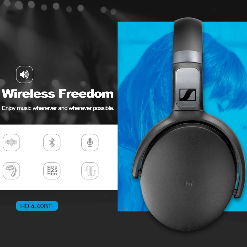 Беспроводные bluetooth-наушники Sennheiser HD 4.40BT/проводные наушники-вкладыши Hi-Fi гарнитуры Apt-X NFC для мобильных телефонов с микрофоном