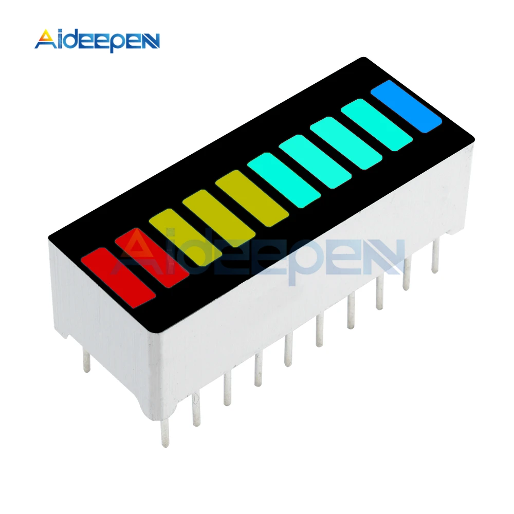

5Pcs 10 Segment Full Color LED Bargraph Light Display Module Bar Graph Display Ultra Bright Red Yellow Green Blue