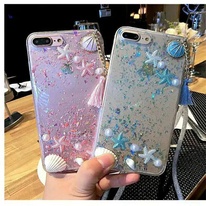 Ayeena Clear Phone Case For iphone 7 8 Ocean Seastar Shell Pearl Fashion Smartphone 6 6P 7/8 plus X Coque |