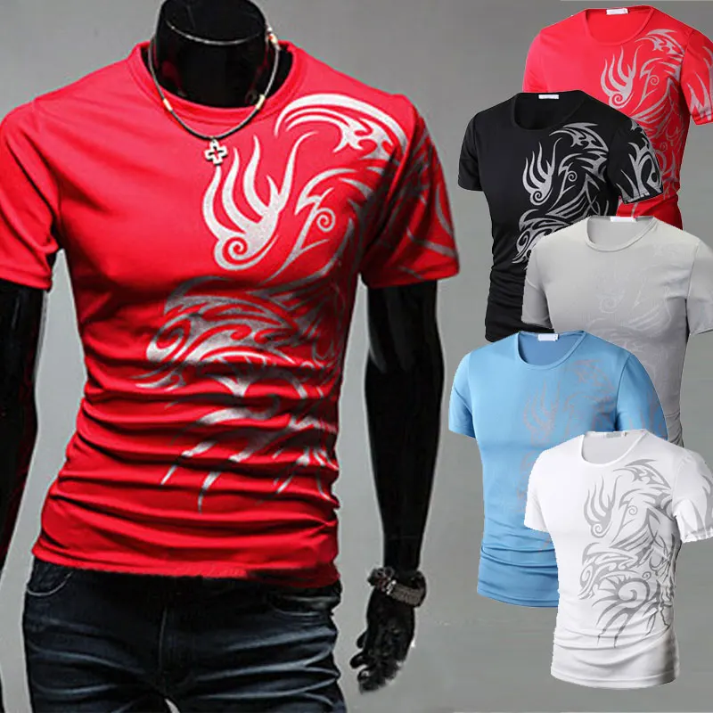 Модная Летняя мужская футболка с коротким рукавом с круглым вырезом узор в китайском стиле топы удобные мужские повседневные футболки AIC88