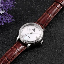 New Ladies Leather Crystal Diamond Rhinestone Watches Women Beauty Dress Wristwatch Hours Reloj Mujer With Gift Box