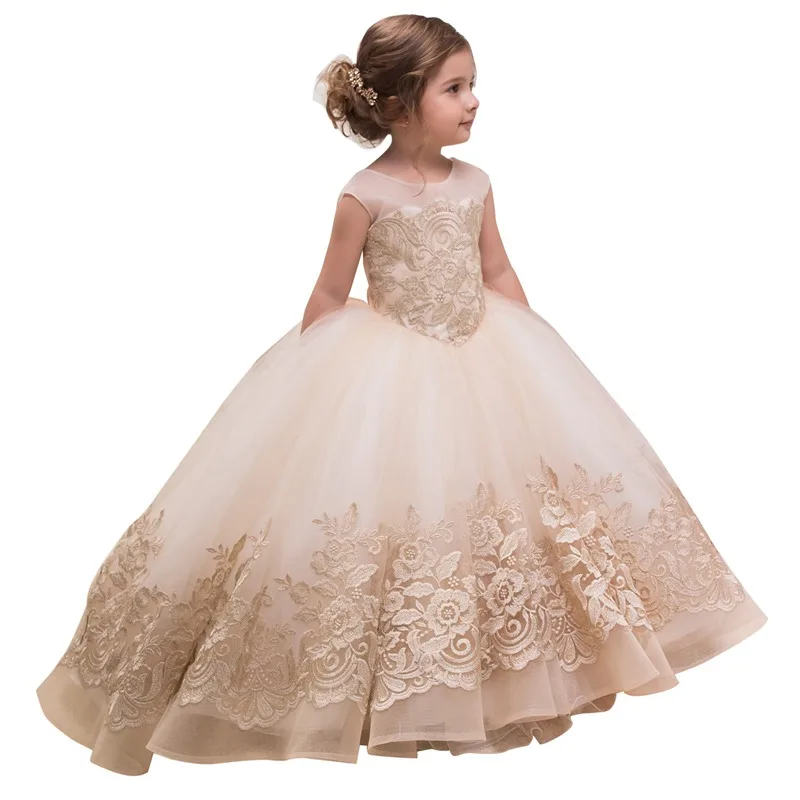 White Ivory Lace Flower S Dresses With Belt Floor Length Nuevos Vestidos De Niña Las Flores Para Bodas Vestido Baile Encaje Sin Mangas