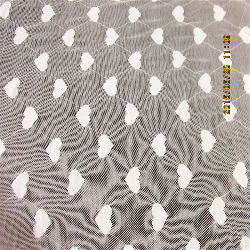 Ширина 150 см белого цвета нейлон/лайкра с сердцем персикового цвета цветок типа эластичные Кружево Ткань DIY Одежда Ткань аксессуары