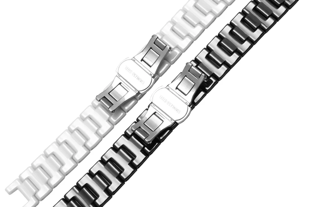 Жемчужный керамический ремешок для часов 16*9 мм 20*11 мм вогнутый интерфейс сменная деталь из керамики браслет черный белый браслет