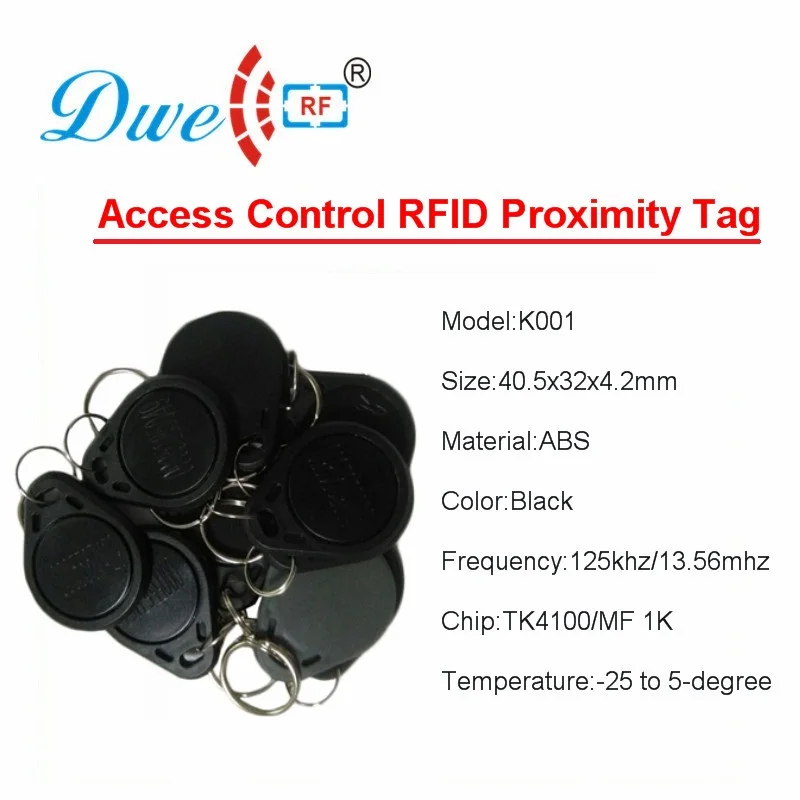 DWE cc rf Карточки контроля доступа черный RFID считыватель тег EM4100 брелки для Система контроля доступа K016