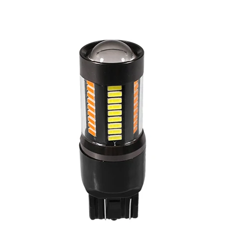 Hyzhauto 1 шт. 1157 P21/5 Вт BAY15D светодиодный Dual-Цвет лампы 4014 66smd T25 3157 T20 7443 светодиодный автомобильный светильник s Белый Янтарный сигнальный светильник дневные ходовые огни - Испускаемый цвет: T20 7443