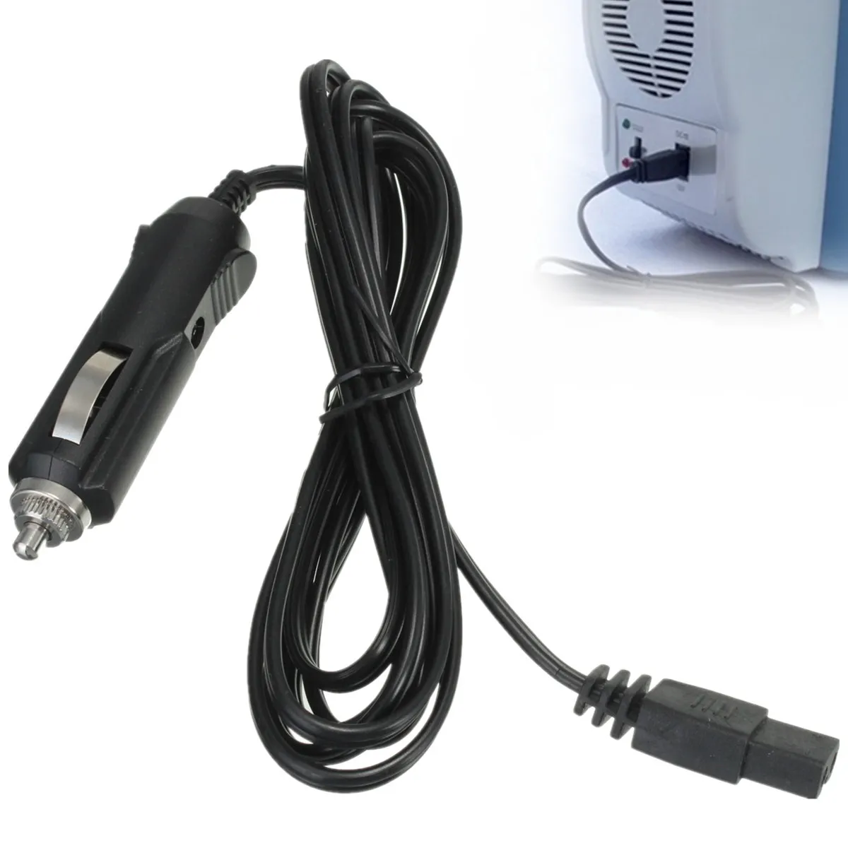

2m 12V DC Car Mini Fridge Charging Wire Replacement Cigarette Plug Lighter Car Cooler Cool Box 2 Pin Lead Cable Plug Bumper