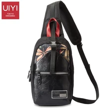 UIYI, Мужская нагрудная сумка, пакет, черные листья, напечатаны, полиэстер, ПВХ, соединенная сумка на плечо, мужской браслет, для IPAD# UYX7022