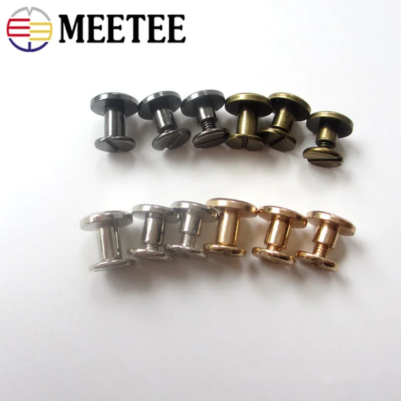 

Meetee 20pcs 5-8mm Flat Head Screws Nail Rivet DIY Bag Book Notebook Metal Binding Belt Hardware Accessories Rivet Buckle BF007
