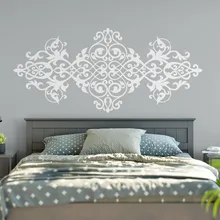 Pegatina de cabecera para pared Vintage estilo barroco diseño Mandala flor vinilo pegatinas de pared maestro dormitorio arte Moraccan Mural DIY SY211