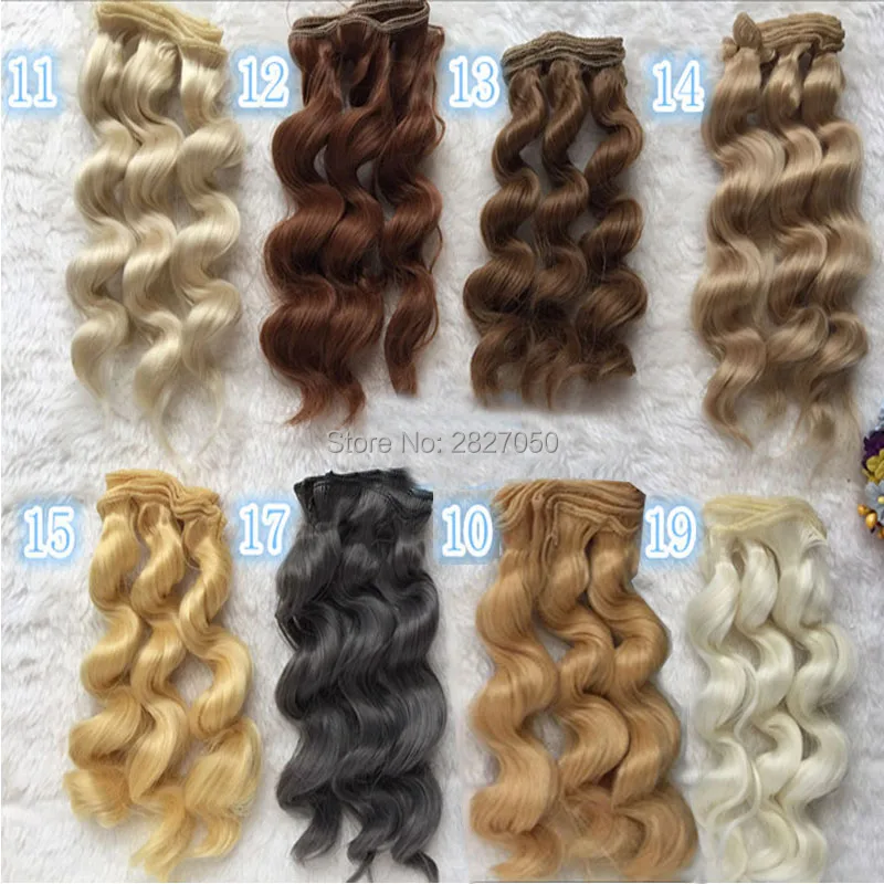 

1pc DIY 15cm x 100cm Brunette Blonde Coffee Brown Grey Color bjd dolls Curly Hair Wigs for 1/3 1/4 BJD
