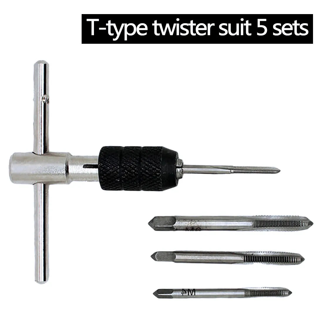 

M3/M4/M5/M6 Tap Set 5pcs/Set T Type Machine Hand Screw Thread Taps Reamer Fit Handle DIY Tool Accessories Hand Tools