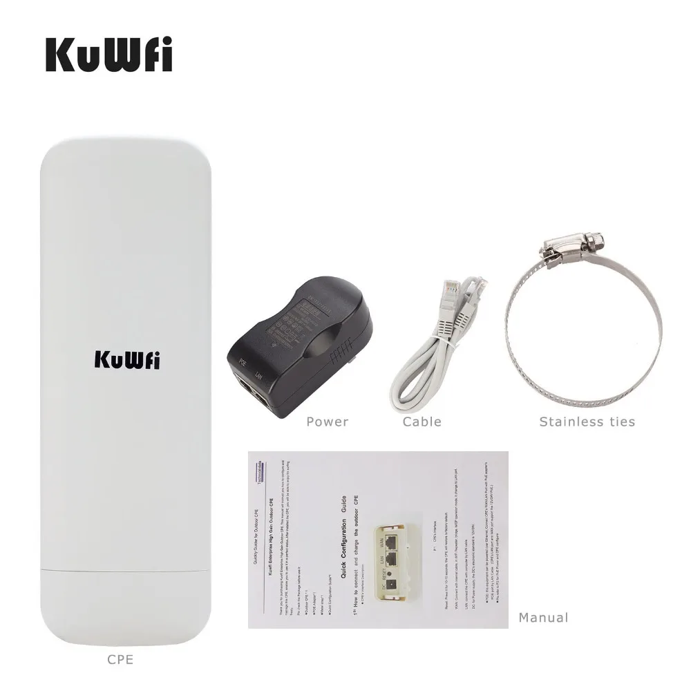 

Kuwfi 900Mbps 5.8G Wireless CPE Router Outdoor Wireless Bridge Long Range 3.5KM WIFI Repeater WIFI Extender System for IP Camera